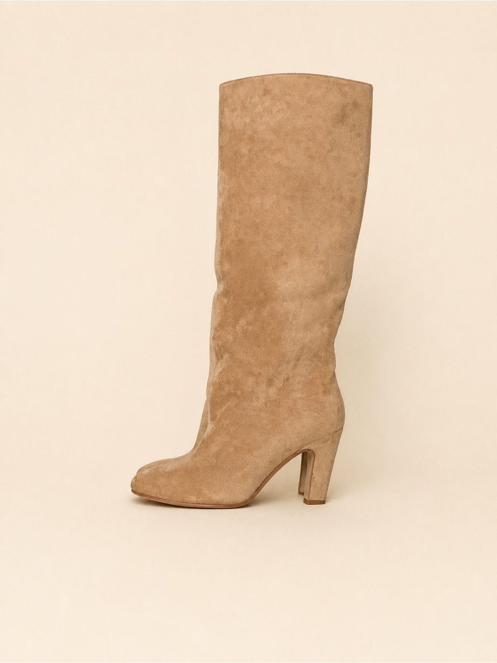 🤎✨ ISNOM Elegant Soft Tan Vegan Suede Knee-High Boots • Size 8 • NWOT